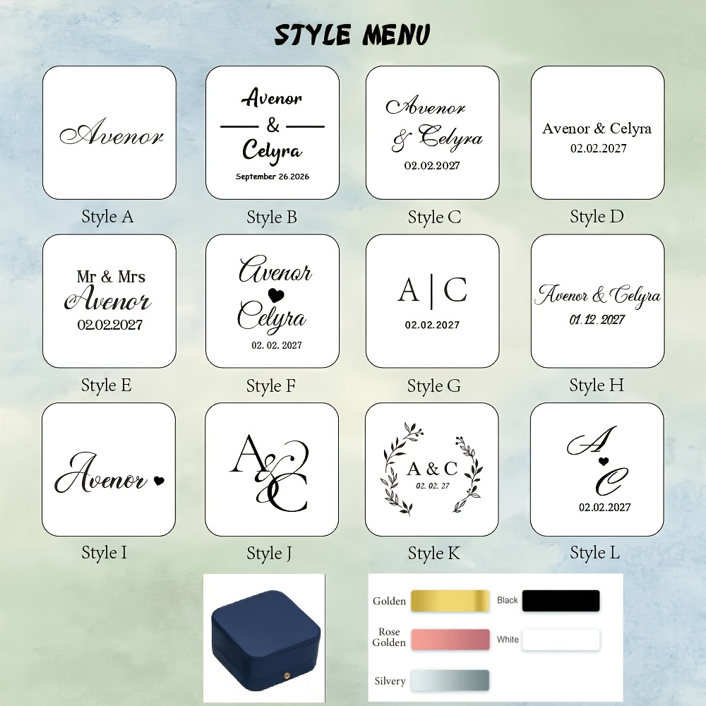 Personalized Retro PU Leather Ring Box, Custom Engagement Organizer